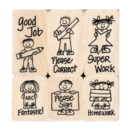 HERO ARTS Big n Little Hero Kids For Teachers Stamps, 6 Pieces LL504